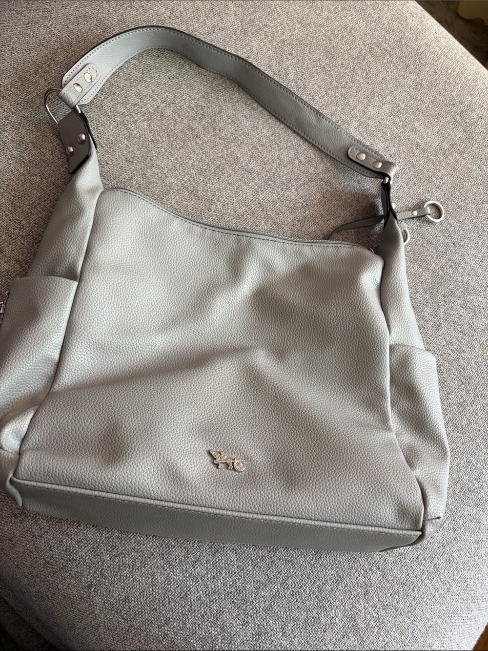 Coach Pebble Leather Shoulder Bag in Light Gray